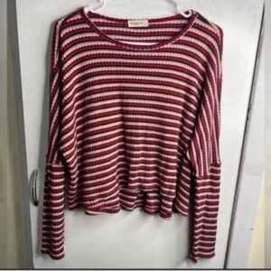 Ginger G Striped Waffle Knit Long-Sleeve Tee Size Large